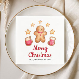 Schattige kerstman van gemberkoek Vrolijk Kerstfee Servet