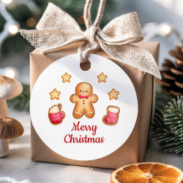 Schattige kerstman van peperkoek vrolijk kerstfees bedankjes labels