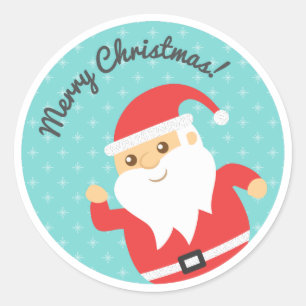 Schattige Kerstman Vrolijk en Gelukkig Kerstfeest Ronde Sticker