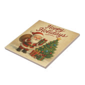 schattige kerstman vrolijk kerstfeest tegeltje (Zijkant)