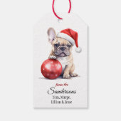Schattige Kerstmanhoed Franse Bulldog Kerstmis Cadeaulabel (Achterkant)