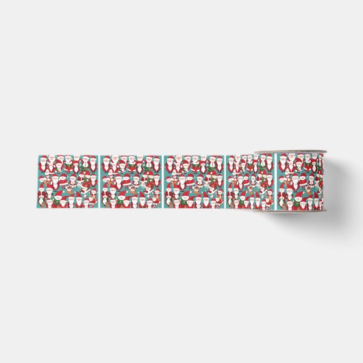 Schattige Kerstmannen Grosgrain Lint (Voorkant)