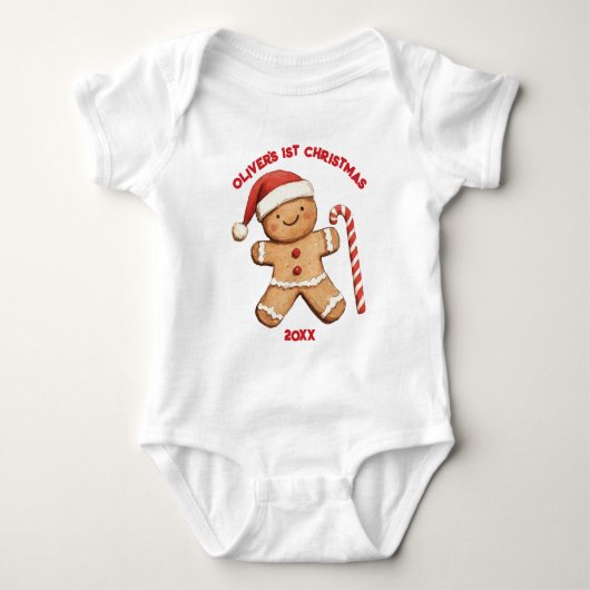 Schattige kerstmannetje baby eerste Kerstmis  Romper (Voorkant)