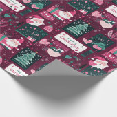 Schattige kerstmanpatroon cadeaupapier (Hoek)