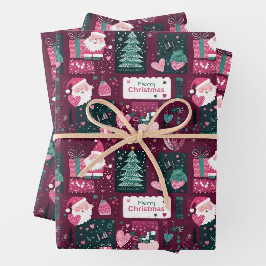 Schattige kerstmanpatroon inpakpapier vel (In situ)