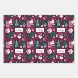 Schattige kerstmanpatroon inpakpapier vel