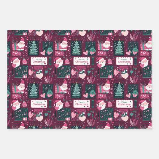 Schattige kerstmanpatroon inpakpapier vel (Voorkant)