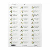 Schattige kerstmees gele vogel & groene boom etiket (Full Sheet)
