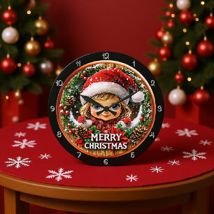 Schattige kerstmeisje in krans grote klok