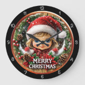 Schattige kerstmeisje in krans grote klok (Voorkant)