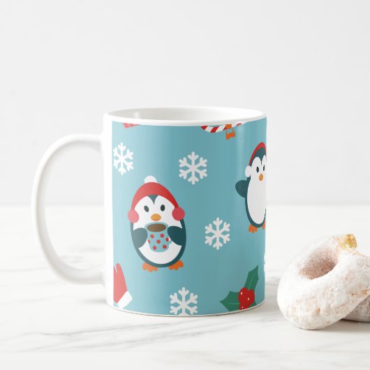 Schattige Kerstmijterpatroon Koffiemok (Met donut)