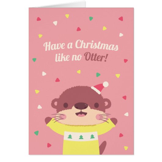Schattige Kerstmis Als Geen Otter Pun Kerstkaart (Voorkant)