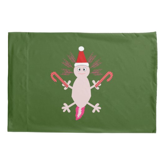 Schattige Kerstmis Axolotl dubbelzijdig patroon Kussensloop (Achterkant)