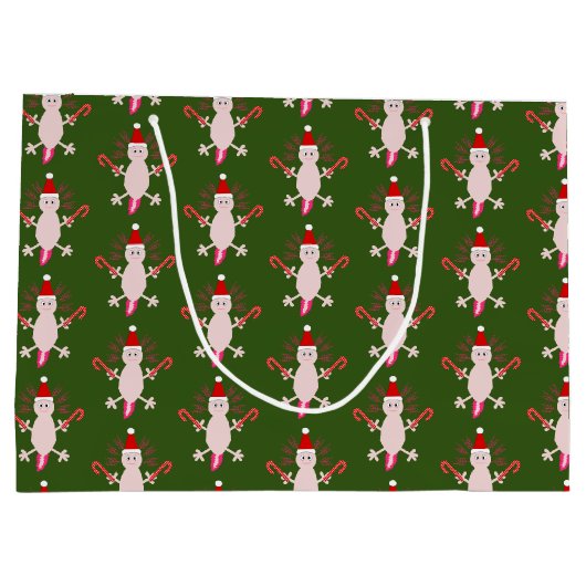 Schattige Kerstmis Axolotl Patterned Groot Cadeauzakje (Achterkant)