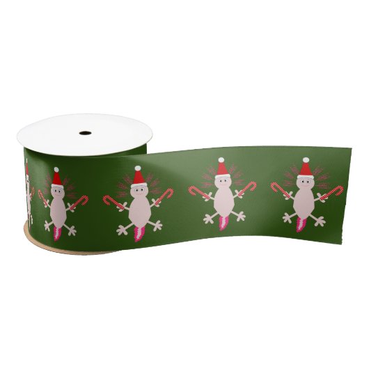 Schattige Kerstmis Axolotl Patterned Satijnen Lint (Spoel)