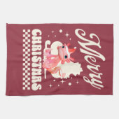 Schattige Kerstmis Axolotl Prettig Kerstfeest Theedoek (Horizontaal)