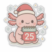 Schattige Kerstmis Axolotl Sticker | Kawaii Vakant (Voorkant)