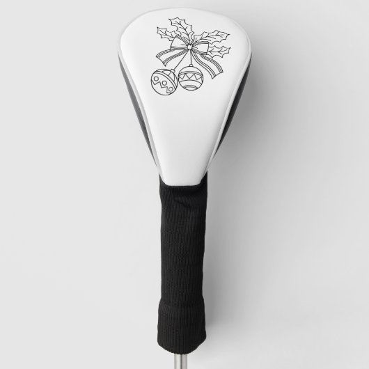 Schattige Kerstmis bel Lijn Kunst Knop Golfheadcover (Voorkant)