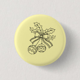 Schattige Kerstmis bel Lijn Kunst Knop Ronde Button 3,2 Cm