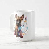 SCHATTIGE KERSTMIS BELGISCHE MALINOIS PUPPY KOFFIEMOK (Voorkant links)