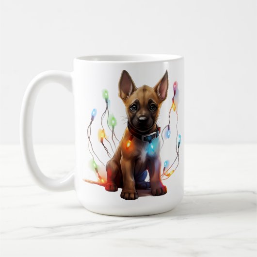 SCHATTIGE KERSTMIS BELGISCHE MALINOIS PUPPY KOFFIEMOK (Links)
