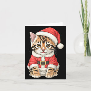 Schattige Kerstmis Bengaalse Kat Santa Kaart