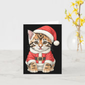 Schattige Kerstmis Bengaalse Kat Santa  Kaart (Gele Bloem)