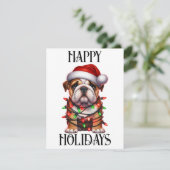 Schattige Kerstmis Bulldog Feestdagenkaart (Staand voorkant)