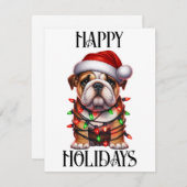 Schattige Kerstmis Bulldog Feestdagenkaart (Voorkant / Achterkant)