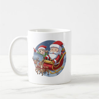 Schattige Kerstmis Chibi Kerstman en Elf – Vakanti Koffiemok