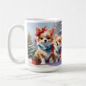 Schattige Kerstmis Corgis Vakantie Genot Koffiemok (Links)