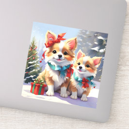 Schattige Kerstmis Corgis Vakantie Vreugde Sticker
