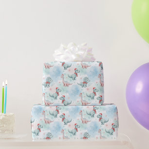 Schattige Kerstmis Dinosaur Kinderen Vakantie Dino Cadeaupapier