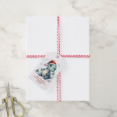 Schattige Kerstmis Dinosaurus Cadeaulabel (Met Touw)