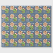 Schattige Kerstmis Dinosaurus Foto Kinderen Cadeaupapier (Vlak)