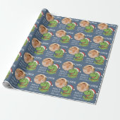Schattige Kerstmis Dinosaurus Foto Kinderen Cadeaupapier (Uitgerold)