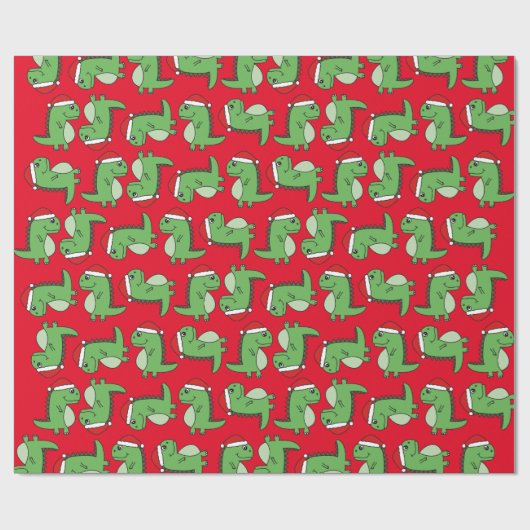 Schattige kerstmis dinosaurus inpakpapier (Vlak)