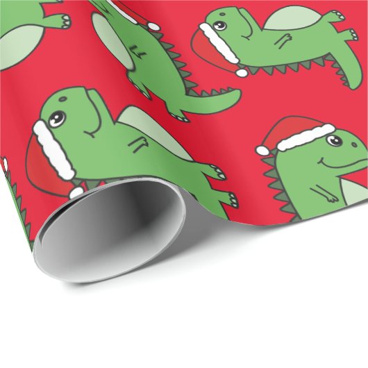 Schattige kerstmis dinosaurus inpakpapier (Rol Hoek)