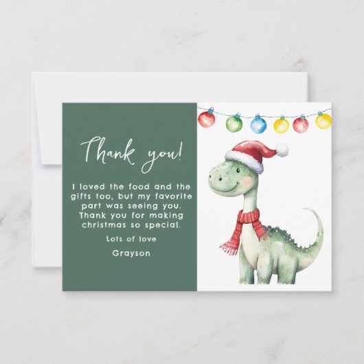 Schattige Kerstmis Dinosaurussen Bedankkaart (Voorkant)
