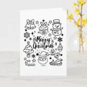 Schattige Kerstmis Doodle Kunst Kaart (Gele Bloem)