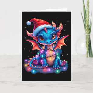 Schattige Kerstmis Draak Kaart