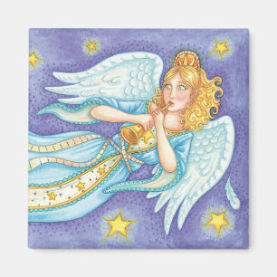 Schattige Kerstmis, Engel-muzikant die op haar hoo Magneet