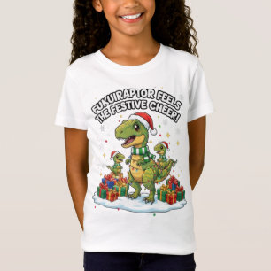 Schattige Kerstmis Fukuiraptor Familie – Feestelij T-shirt