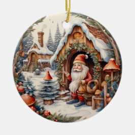 Schattige Kerstmis Gnome Gepersonaliseerd Keramisch Ornament