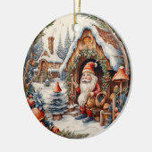 Schattige Kerstmis Gnome Gepersonaliseerd Keramisch Ornament (Links)