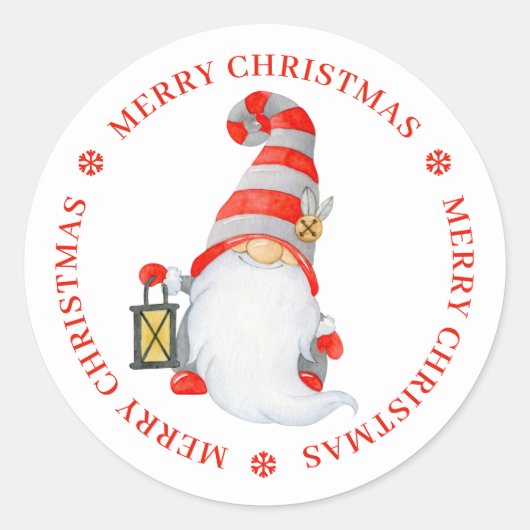 Schattige Kerstmis Gnome Gepersonaliseerd Ronde Sticker (Voorkant)
