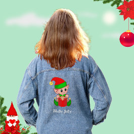 Schattige Kerstmis Groen Rode Elf  Denim Jacket