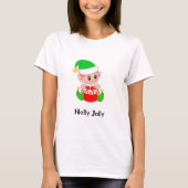 Schattige Kerstmis Groene Elf  T-shirt (Voorkant)