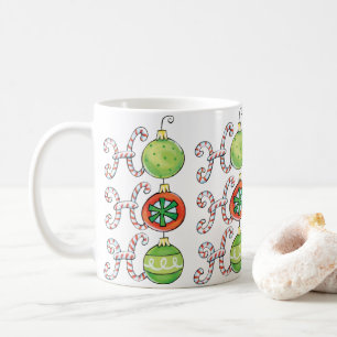 Schattige Kerstmis Ho Ho Ho, Candy Cane-ornamenten Koffiemok
