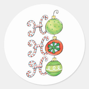 Schattige Kerstmis Ho Ho Ho, Candy Cane-ornamenten Ronde Sticker